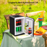 2in1 Mini Kühlschrank Kühlbox, 15 Liter Fridge mit Kühl- und Heizfunktion, Tragbare Gefrierbox [Energieklasse E]