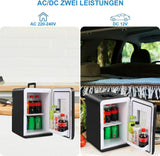 2in1 Mini Kühlschrank Kühlbox, 15 Liter Fridge mit Kühl- und Heizfunktion, Tragbare Gefrierbox [Energieklasse E]