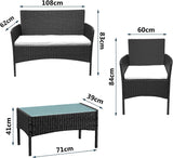 Polyrattan Sitzgruppe Set, Balkonmöbel, Gartenmöbel Set mit Sitzkissen, Lounge-Set, Terrassenmöbel für Balkon, Terrasse