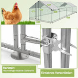 SWANEW Hühnerstall, 3 * 8 * 2m Metall Freilaufgehege Freigehege, Hühnerkäfig Kleintierstall Voliere mit Dachplane, Heimtiergehege