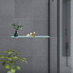 SWANEW Glasablage Glasregal, Wandregal Mattglas mit 8mm ESG Sicherheitsglas und Halterung, Duschregal/Badablage