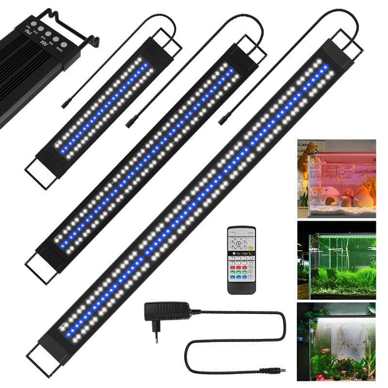SWANEW LED Aquarium Beleuchtung 18W/30W/45W, Aquarienbeleuchtung 24/7 Modus, wasserdicht, 55-150cm, Aufsetzleuchte Vollspektrum Licht