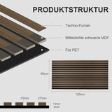 SWANEW Akustikpaneele Holz, 120x60cm, 0,72㎡, Holzpaneele, 3D Wandpaneele Akustik
