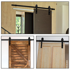 SWANEW Schiebetürbeschlag Schiebetürsystem Zubehörteil HolzSchiebetür Set mit Laufrollen und Schiene für schiebetür Zubehör Kohlenstoffstahl