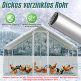 SWANEW Hühnerstall, 3x8x2m, Freilaufgehege, Kleintierstall, Voliere
