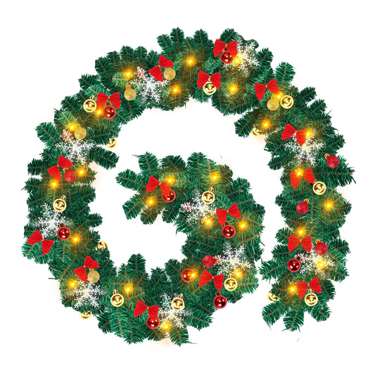 SWANEW Weihnachtsgirlande 5M, Künstlich Tannengirlande mit Beleuchtung, Warmweiß, USB 8 Beleuchtungsmodi verfügbar Weihnachtsdeko