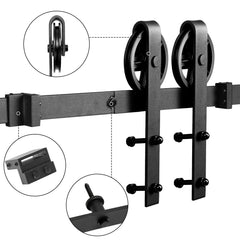 SWANEW Schiebetürbeschlag, Schiebetürsystem Set, Schiebetüren Tragfähigkeit 150kg, Schiebetür Schiene für Einzelne Holztür｜Big Wheel