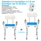 SWANEW Duschhocker für Senioren Duschstuhl mit Armlehnen und Rückenlehne Badezimmerhocker bis 136kg Badhocker Höhenverstellbar Badhocker für die Dusche