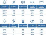 Weihnachtsbaum, künstlich Christbaum mit 200 Spitzen, Schwer Entflammbar, PVC Tannenbaum Weiß 120CM/150CM