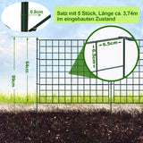 SWANEW Teichzaun Gartenzaun Steckzaun, Zaunelemente metall Gitterzaun Set ür den Garten, Freigehege