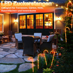 SWANEW Zuckerstangen LED Garten Weihnachtsdeko, 4/8 Stück Zuckerstange Weihnachts Dekoration Leuchtstab Außen, mit Erdspieß, wasserdichte Batteriebox