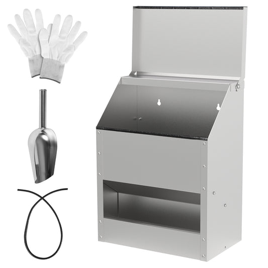 Hühnerfutterautomat mit Deckel & Wandhalterung