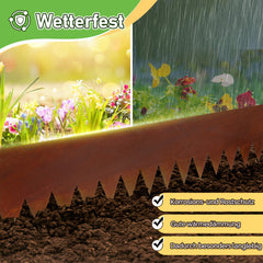 SWANEW Rasenkante Metall, Höhe 20cm, Beeteinfassung, mit Dornen, Mähkante