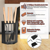 SWANEW Kaminbesteck, 4-teiliges Kaminbesteck Set, Kamingarnitur, Kaminzubehör mit Holzgriff und Halbkreisförmiges Leichentuch