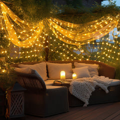 SWANEW LED Lichternetz Außen LED Lichtervorhang Lichterkette Netzlicht mit 8 Modi,  Memory-Funktion, IP44 Wasserdicht [Energieklasse G]