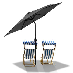 SWANEW Sonnenschirm 270 cm Gartenschirm knickbar, Strandschirm strand Neigungswinkel und Höhe verstellbar, beidseitig um 30° Kippbar, ohne Ständer