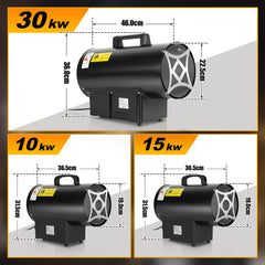 SWANEW Gasheizgebläse 10/15/30kW, Gasheizung für innenräume, Gasheizer, Gas Heizgerät