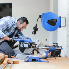 SWANEW Automatik Kabelaufroller 20M+1.5M Kabelaufroller, mit 3-Fach Anschluss, Kabeltrommel mit Stopfunktion,Verlängerungskabe, mit 180° drehbar Wandhalterung, für Wandmontage