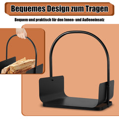 SWANEW Feuerholzablage Tragbarer Kaminholzkorb mit Griff Kompakter Kaminholzregal  40x30x46cm