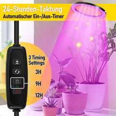 SWANEW 13W Pflanzenlampe 120 Leds 6000K Vollspektrum, Pflanzenlicht für Zimmerpflanzen mit 3/9/12 Auto-Timer, 10 Helligkeit, 4 Lichter Modi, Höhenverstellbar [Energieklasse F]