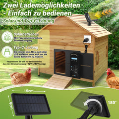SWANEW Automatische Hühnerklappe Solar, Einklemmschutz, IP65 Wasserdicht, Automatische Hühnertür