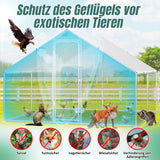 SWANEW Hühnerstall, 3x8x2m, Freilaufgehege, Kleintierstall, Voliere
