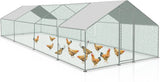 SWANEW Hühnerstall, 3 * 8 * 2m Metall Freilaufgehege Freigehege, Hühnerkäfig Kleintierstall Voliere mit Dachplane, Heimtiergehege