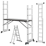 SWANEW Mehrzweckleiter, Arbeitsgerüst, bis max. 150 Kg, 4 in 1 Aluminium Leiter, 6+6 Stufen