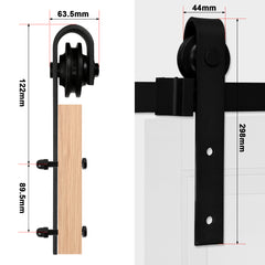 SWANEW Schiebetürbeschlag Schiebetürsystem Zubehörteil HolzSchiebetür Set mit Laufrollen und Schiene für schiebetür Zubehör Kohlenstoffstahl