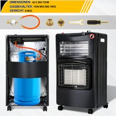 SWANEW Gasheizung für Innenräume, 4,2kw+1,26kw Gas-Elektro-Heizgerät, Gasheizer mit 3 Heizstufen für Gasflaschen bis 15kg, mit Gasdruckregler, Gasschlauch & Euro Gasflaschen Adapter [Energieklasse A]