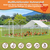SWANEW Hühnerstall, Hühnerhaus, Freilaufgehege, 3x6x2m, Kleintierstall