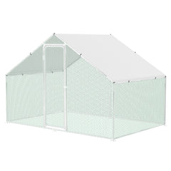 SWANEW Hühnerstall Freilaufgehege 3x3x2m, Hühnerhaus mit Schloss, Geflügelstall, Verzinkter Stahl