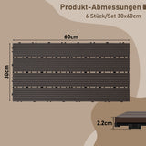 SWANEW WPC Terrassenfliesen, 30x60cm Balkonfliesen, Klickfliesen, Gartenfliesen, 1㎡-5㎡