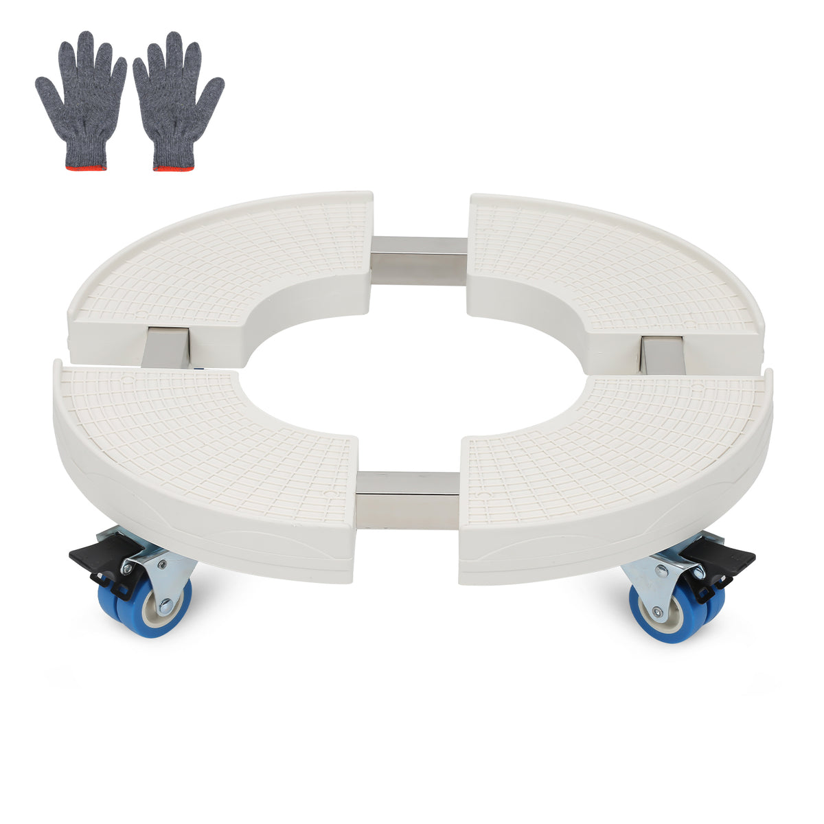 SWANEW Pflanzenroller rund mit Handschuhen, Ø 38cm bis 52cm, Blumentopf Rolluntersetzer mit Rollen Blumenroller