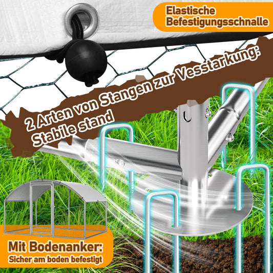 SWANEW Hühnerstall Freilaufgehege, 3x2x2m Kuppel Dach Hühnerhaus