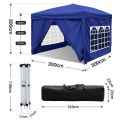 SWANEW Faltpavillon, 3x3m Pavillon, Gazebo Wasserdicht, Partyzelt UV-Schutz