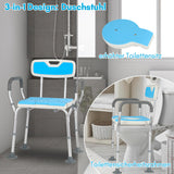 SWANEW 3 in 1 Duschhocker & Toilettenstuhl für Senioren, 36-52cm Höhenverstellbar Toilettensicherheits,Rahmen erhöhter Toilettensitz Badhocker für Erwachsene
