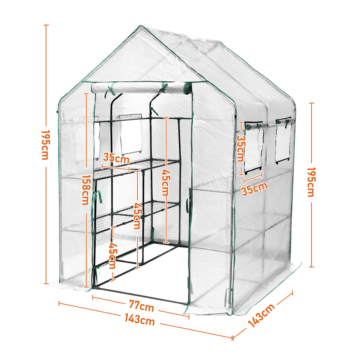 SWANEW Foliengewächshaus Gewächshaus Begehbares Gartenhäuschen Tomatenhaus