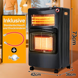 SWANEW Gasheizer 4200W & Elektroheizung 1260W, Elektrische Gas-Zweizweckheizgeräte, Infrarot Heizstrahler, Heizstrahler Gasheizgerät mit 3 Schutzvorrichtungen [Energieklasse A]