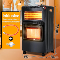 SWANEW Gasheizer 4200W & Elektroheizung 1260W, Elektrische Gas-Zweizweckheizgeräte, Infrarot Heizstrahler, Heizstrahler Gasheizgerät mit 3 Schutzvorrichtungen [Energieklasse A]
