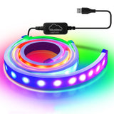 SWANEW Neon LED Strip RGBIC LED Streifen 133cm für 32 Zoll PC-Monitor, Neon Lichtband, PC Hintergrundbeleuchtung, USB Led Beleuchtung mit App-Steuerung [Energieklasse F]