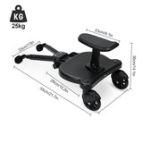 SWANEW Buggy Board mit Sitz, Kiddy Board Trittbrett, Universal Stehbrett, 360°Zweirad Design, Kinderwagen Zubehör, mit Kinderwagensitz, passend für jeden Kinderwagen erhältlich