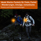 SWANEW Fackeln für draußen, 45 min Brenndauer Gartenfackeln, Fackeln für fackelwanderung& Party & Garten & Lagerfeuer, 42cm wachsfackeln