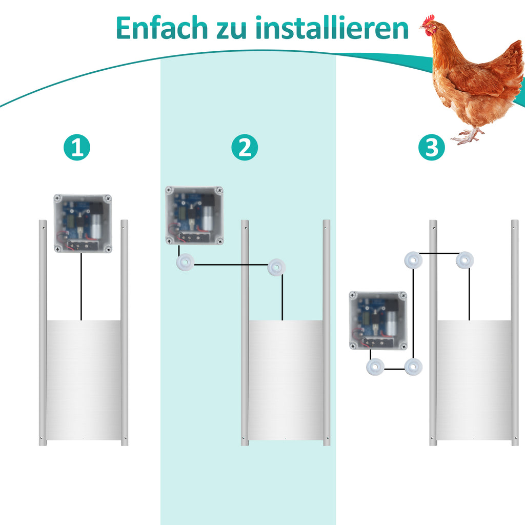 SWANEW automatische Hühnertür Hühnerklappe mit Schieber 22 x 32 cm