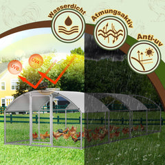 Hühnerstall Freilaufgehege 3x8x2m Kuppel Dach