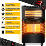 SWANEW Gasheizer 4200W & Elektroheizung 1260W, Elektrische Gas-Zweizweckheizgeräte, Infrarot Heizstrahler, Heizstrahler Gasheizgerät mit 3 Schutzvorrichtungen [Energieklasse A]