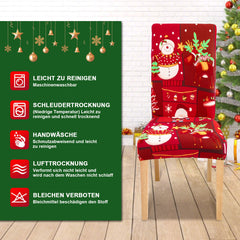SWANEW Weihnachtliche Stuhlhussen, 4/8/12er Set Elastische Universelle Stuhlüberzug