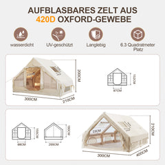 SWANEW Aufblasbares Zelt, Campingzelt, Familienzelt mit Fenster und Tür, 6.3㎡/12㎡