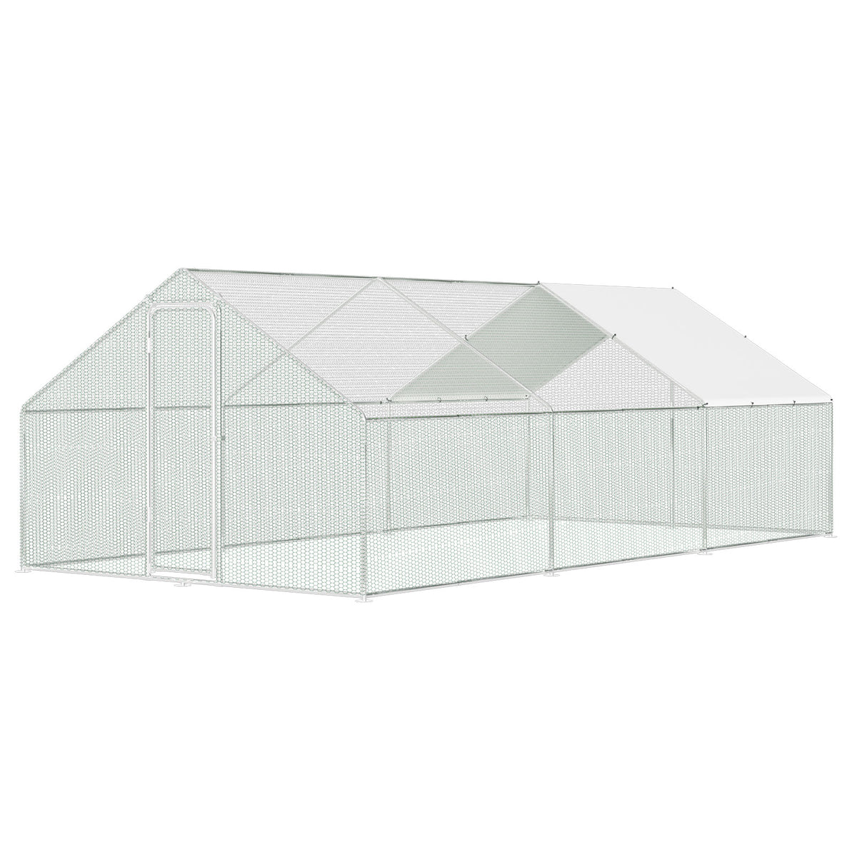 SWANEW Freilaufgehege Hühnerstall 3x6x2m, Geflügelstall mit Schloss, Hühnerhaus, Verzinkter Stahl