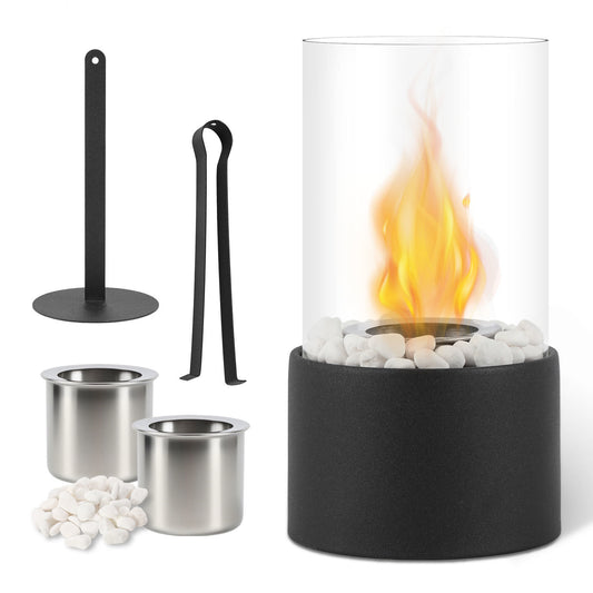 SWANEW Bioethano Tischkamin, Dekokamin, Rund Tischfeuer, 12 x 22 cm